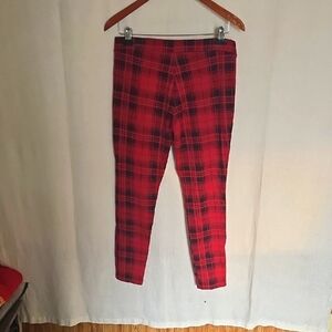 Memoi Red Black Plaid Legging Pants Size Medium/Large